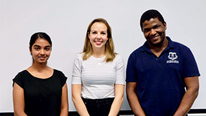 Three UniHaller residents and guest speakers during UWA's Research Week